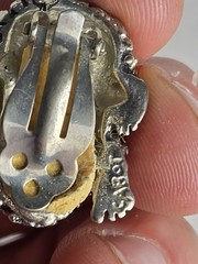 Vintage CABOT Signed Modernest Silver Alloy Textured Frog Clip-on Earrings