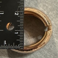 Vintage Bracelet Hammered Metal Copper Rose Gold Wide Hinged Boho Bangle