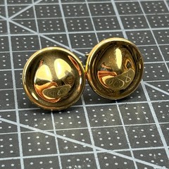 Monet Vintage Gold Tone Domed Button Clip On Earrings Polish Round Never Worn