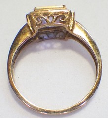 Vintage Signed 14K Gold Rainbow Iridescent w/10 Side Diamond Accents Sz 6.25