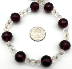 Vintage Art Deco Round Almandine Garnet Beads & Clear Glass Beads 17″ Necklace