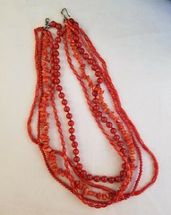 Unique Coral Necklace of 5 Various Shaped Strand by CL (1337)
