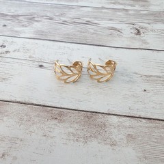 Vintage Earrings for Pierced Ears Gold Tone Pretty Cut Out Hoop Like