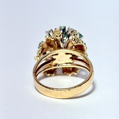 14K Yellow Gold 0.72ctw Emerald 0.60ctw Diamond Size 8.25 Cocktail Ring 9.6g