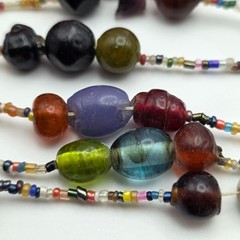 Multicolor Glass Bead Seed Bead Necklace Lot of 6 Made in India 24 Inch