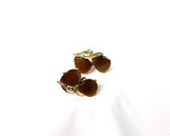 Vintage CORO Caramel Brown Thermo Lucite Bracelet and Earring Set