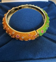 Jackie Kennedy JBK Camrose Kross Enamel Jeweled Hinged Bangle Bracelet Box COA