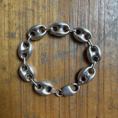 Vintage Sterling Silver Mariner Puffy Link Bracelet Italy 7.75” Long 0.5” Wide