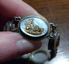 Roman ‘Days Of The Week’ Carved Shell Cameo Bracelet 800 Silver See Pics/Desc