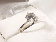 VINTAGE 925 STERLING SILVER SOLITAIRE DESIGN CZ SIZE 7 RING 2.0g