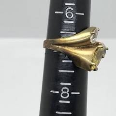 Vintage Sterling Silver Gold Plated Multi Color Cubic Zirconia Stone Ring sz 7