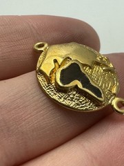 Africa Map Bracelet Pendant Black Textured Globe Gold Tone Connector Charm
