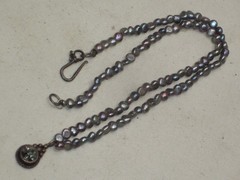 vintage sterling silver pendant iridescent keshi pearl necklace jewelry
