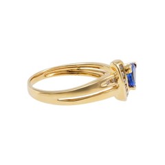 .35 Carat Tanzanite Diamond Yellow Gold Swirl Ring