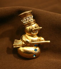 Vintage Weiss Designer Signed Snowman Brooch