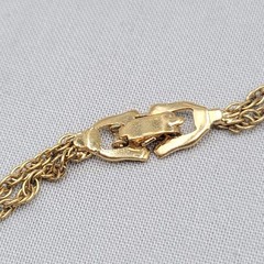 Vintage Rhinestone Tennis Bracelet Gold tone Double Rope Chain 7″