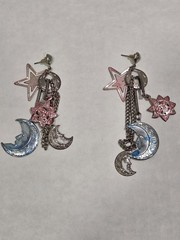 Vintage Celestial Sun Moon Stars Dangle Earrings