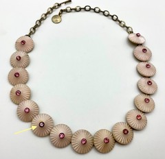 Unsigned Crown Trifari Parasol Necklace Pink Lucite Pink Rhinestones 1960s