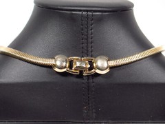 Vintage CORO Pegasus Gold Tone Square Snake Chain 16″ Choker Necklace