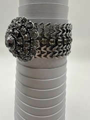 Loft Gun Metal Chain Bracelet With Rhinestones And Magnetic Closure Size 7