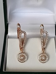 Vintage 1990-s 14 Ct Rolled Gold Zircons Earrings-Hallmarked 585 RG
