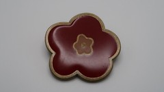 Vintage Brass Red Enamel Cloisonne Flower Brooch Pin 4.5cm BB12