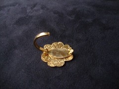 Vintage Cherry Blossom Cloisonne Blue & Cobalt Enamel Gold Tone Scarf Clip