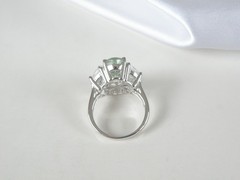 Vintage Sterling Silver 925 Natural Heated Green Amethyst Statement Ring Size 9