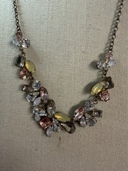 Vintage Unbranded Gold Tone Adjustable Length Rhinestone Statement Necklace