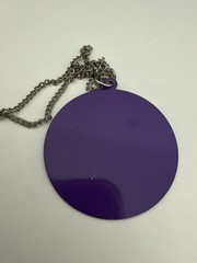 Hand Painted Dog Portrait Metal Pendant Necklace Purple Folk Art OOAK 2 Inch