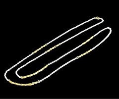 ** RARE Vintage Crown Trifari White & Goldtone Station Necklace – 56 In. **