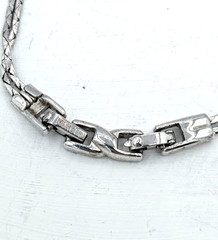 Vintage MONET Bar Necklace Braided Double Strand Silver Tone
