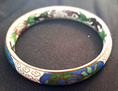 VINTAGE Cloisonne Floral Enamel on Brass Bracelet