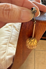 Vintage long dangle drop textured gold ball clip on 1960s earrings