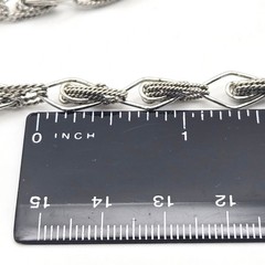 Vintage Silver Tone Necklace Textured Open Link Chain Diamond Rope Detail 18″