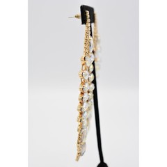 Vintage Y2K Crystal Chandelier Dangle Earrings AB Rhinestone Gold Chunky Bin1