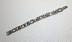 Vintage Sterling 925 Bracelet Marcasite & Onyx Stones Signed MRF 6.75in