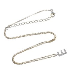 Vintage Gold-Tone Sterling Silver 925 Cubic Zirconia E Chain Necklace 16″-18″