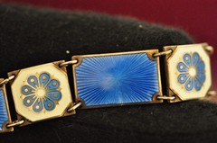 STUNNING! David Andersen Norway Sterling Silver Guilloché Enamel Bracelet @ $465