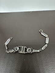 Vintage Art Deco Sterling Silver 925 Crystal Glass Bracelet Missing One Stone!!
