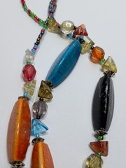 ✨VINTAGE✨ EsMor Bohemian Painted Bead Necklace 3 Strands Hand Strung Fabulous