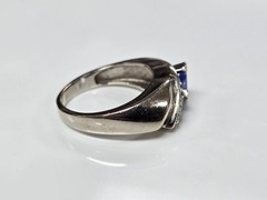 Diamond & Tanzanite 14K White Gold Ring ~ 6 g~ Size 7.25 ~ CS-6005