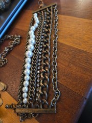Bronze & Brass Toned Costume Jewelry Lot Bracelets Bib Choker Torque Necklace