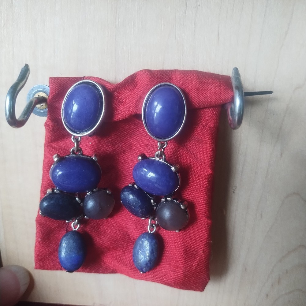 Chicos Blue Clip On Earrings
