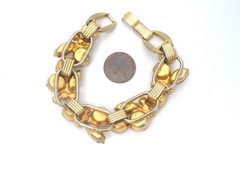 Vintage D & E For Juliana Bracelet Pink Rhinestones 5 Link 7.5″ Long Gold Tone