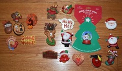 Lot of 20 Hallmark Pins Brooch Christmas Holiday Santa Thanksgiving Turkey Pin