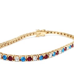 Vintage Joan Rivers Patriotic Red White Blue Clasp Bracelet Rare SEE DESCRIPTION