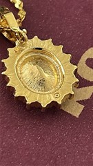 Gold Tone Blue Oval Rhinestone Halo Pendant Necklace Elegant Vintage Style