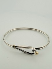 Vint Tiffany Silver & 18k Gold Hook Brclt 7.5in