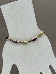 VTG Joan Rivers Egg Link Bracelet Set, Signed Multicolor Enamel Egg Bracelets
